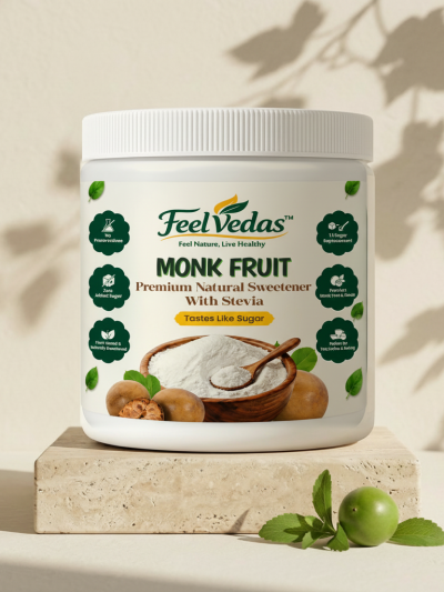 FeelVedas Monk Fruit Premium Natural Sweetener with Stevia